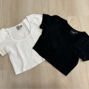 ASOS Cropped Scoop Neck Short Sleeve 2-Pack XS US 2/4